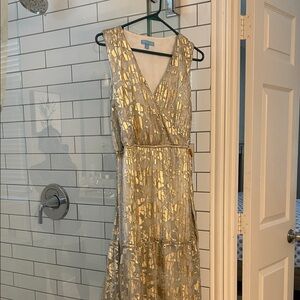 Draper James Gold and Silver Midi Dress
